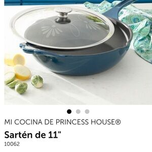 Princess House Blue Sauté Pan with Glass Lid